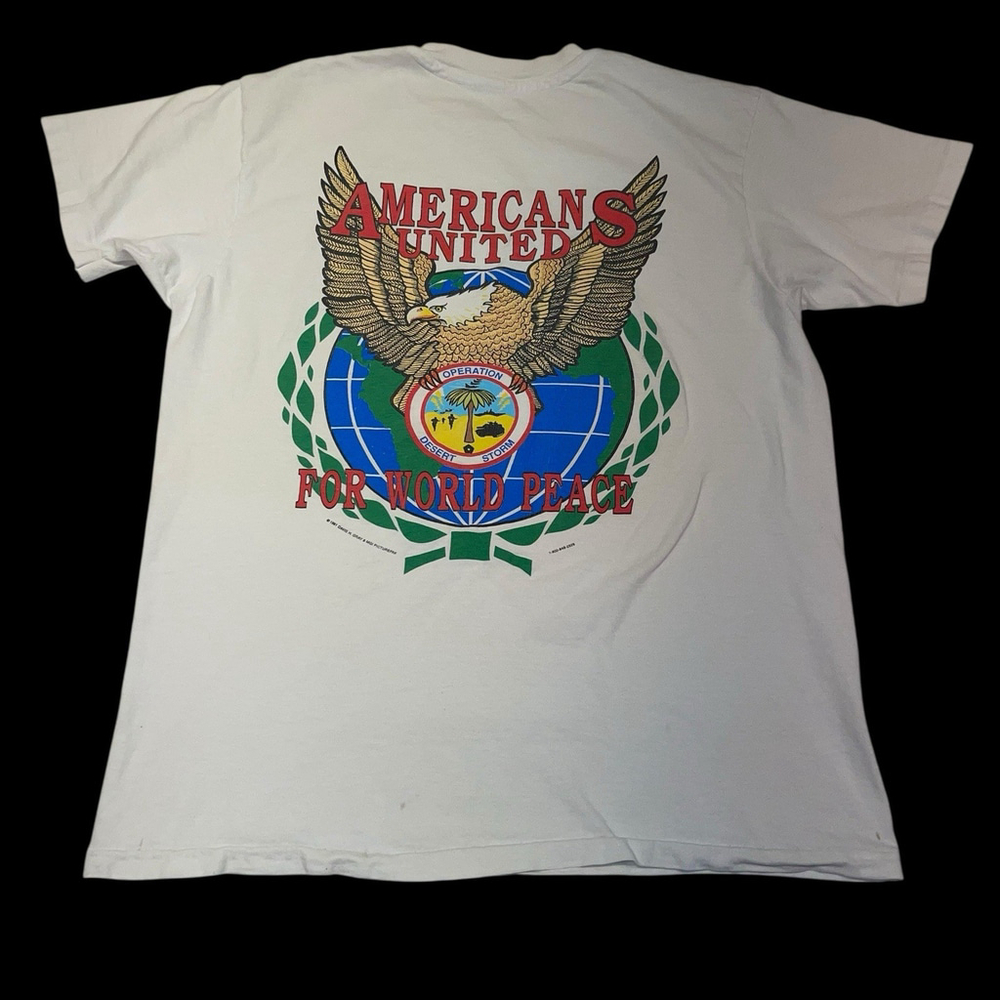 Vtg 1990/91 Desert Storm Shirt Medium (no Tag) USA Eagle Stains Worn By Veteran